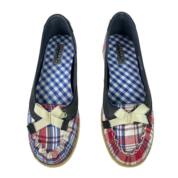 Sperry Plaid Bow Slip On Espadrilles Womens Size 8.5 - Picture 4 of 11